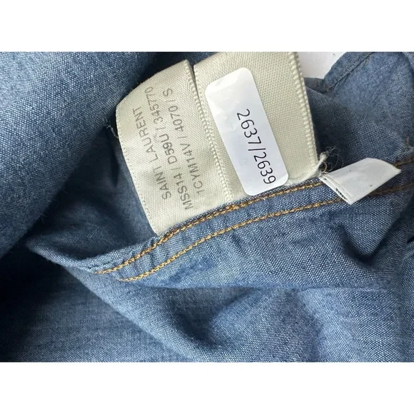Saint Laurent women men unisex Blue Denim jean chambray Shirt small FR38 2 4 - Picture 5 of 6